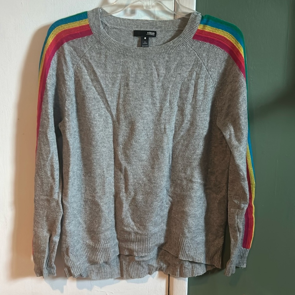 Aqua Cashmere Rainbow Sweater